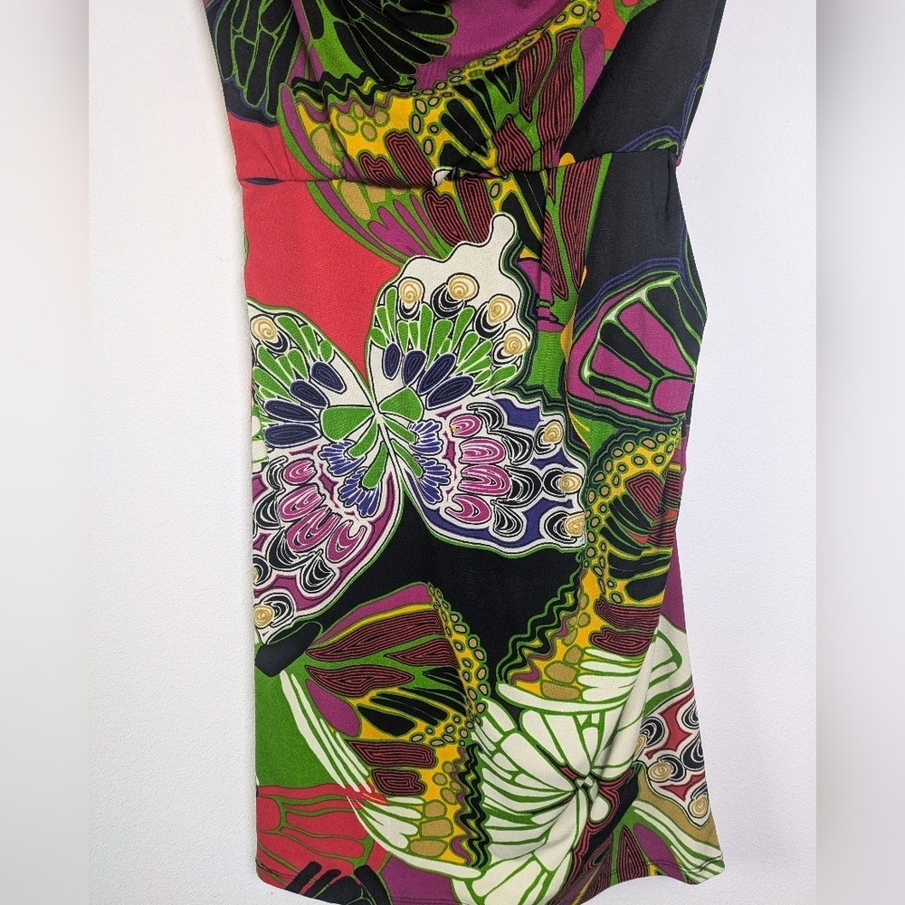 ALFANI Beautiful Cowl Neck & Back Fully Lined Elastic Waist Stretch Dress Sz 2 - Picture 3 of 8